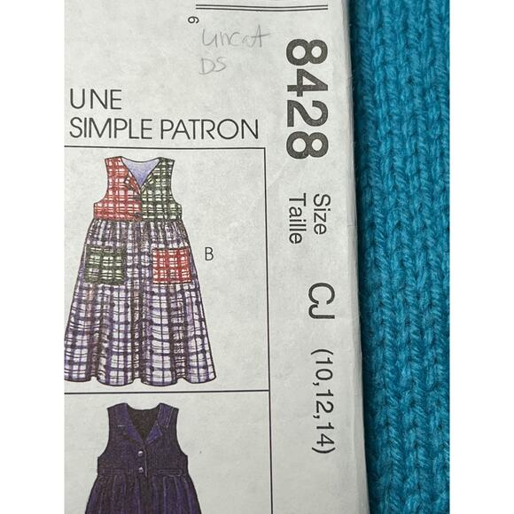 McCalls 8428 Sewing pattern girls Jumper dress romper 1980s size 10 12 14 - Picture 2 of 5